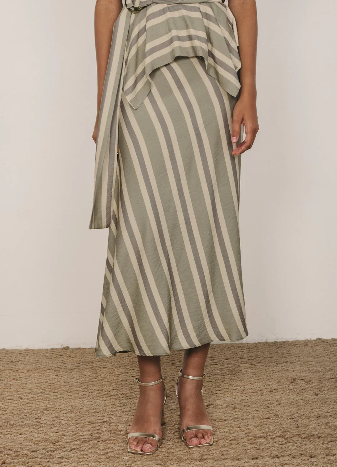 Kiana-Ayla khaki top and skirt set