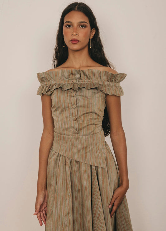 Celina-Cameron toffee top and skirt set