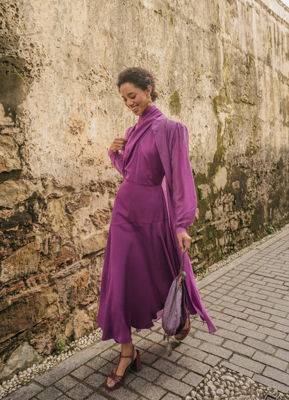 Zaria-Chelsey bougainvillea dress and coat set