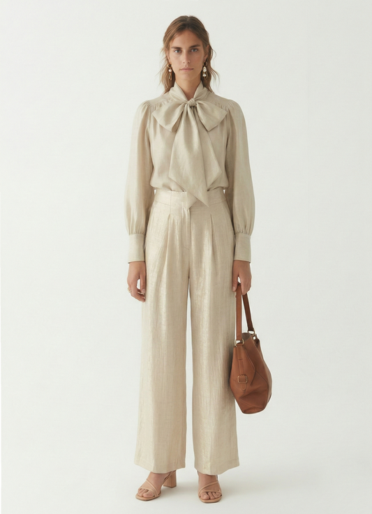 Tiana-Ellie ivory blouse and trouser set