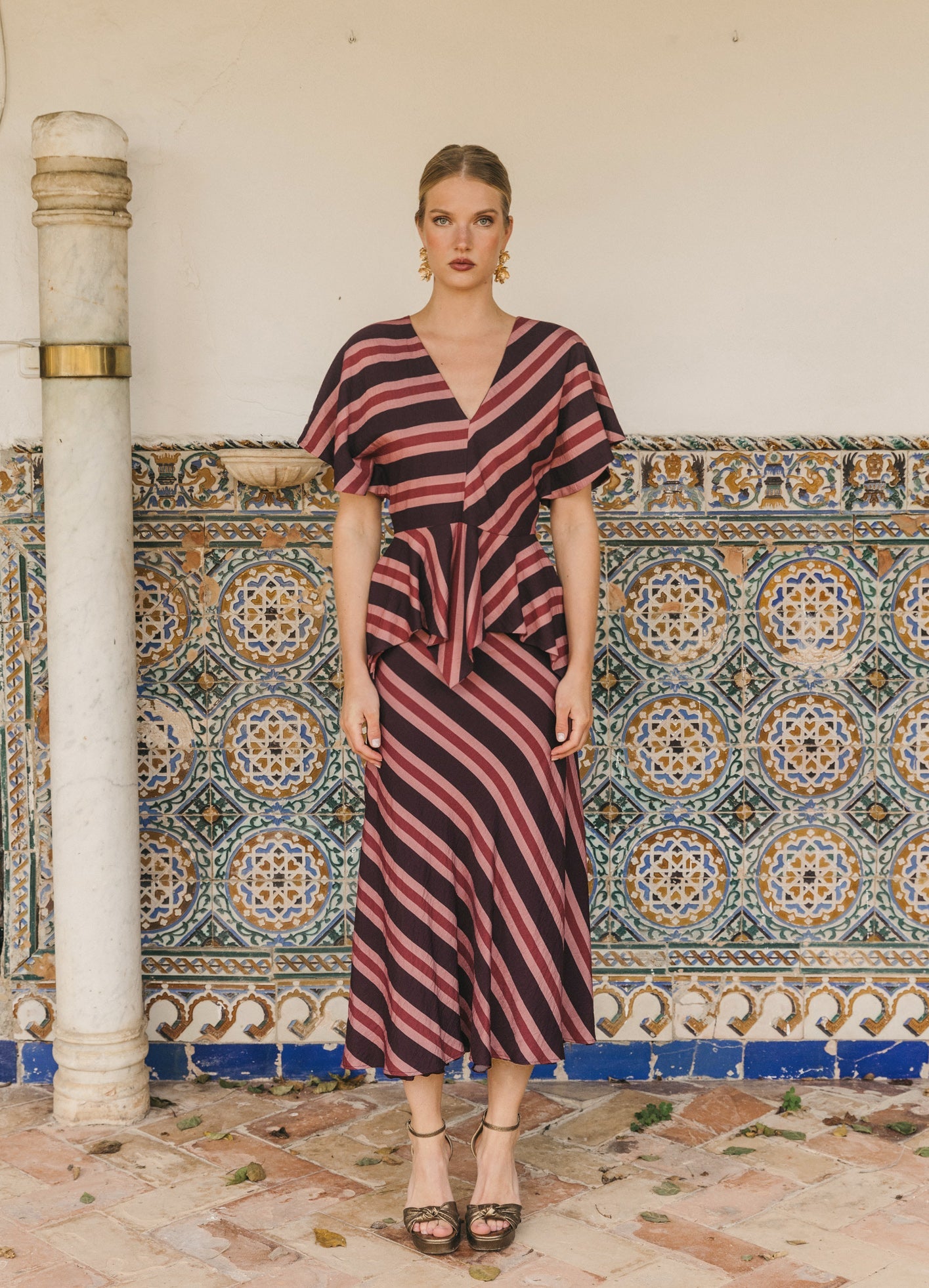 Kiana-Ayla Aubergine Top and Skirt Set