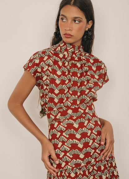 Odalis-Kenya terracotta top and skirt set