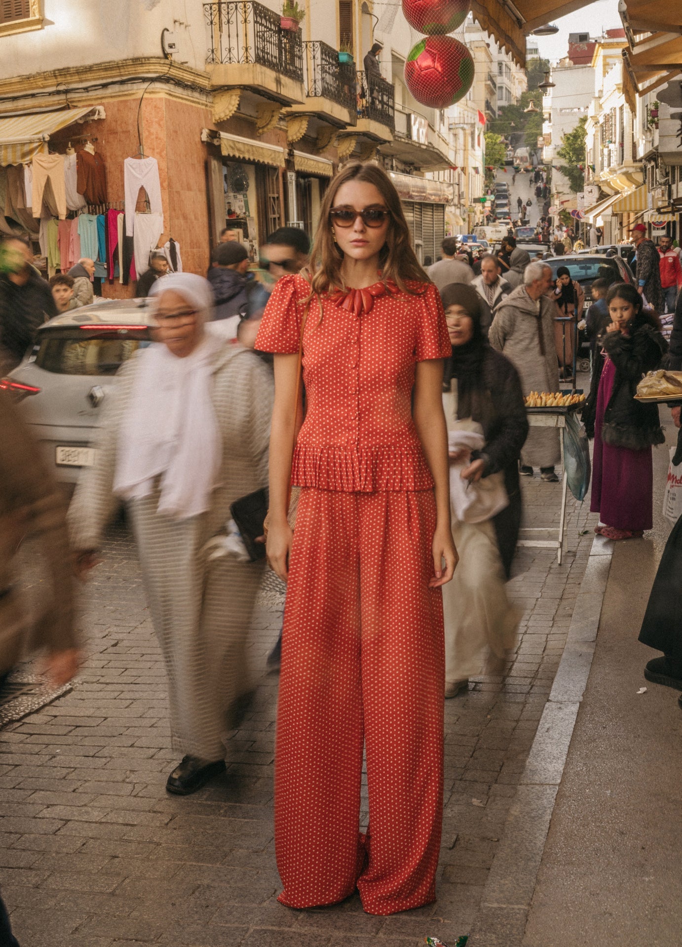 Odetta-Cherry Orange Top and Pants Set