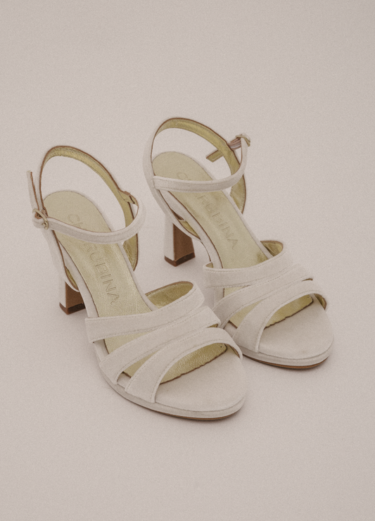 Baltimore White Velvet Sandal