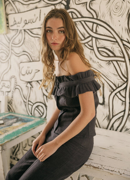 Seraphina-Lott Black Top and Pants Set